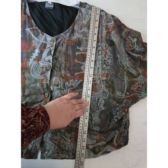 EX Primitive Simple People Batik Hand-Made Button-Front Rayon Jacket L Lagenlook - Picture 6 of 6